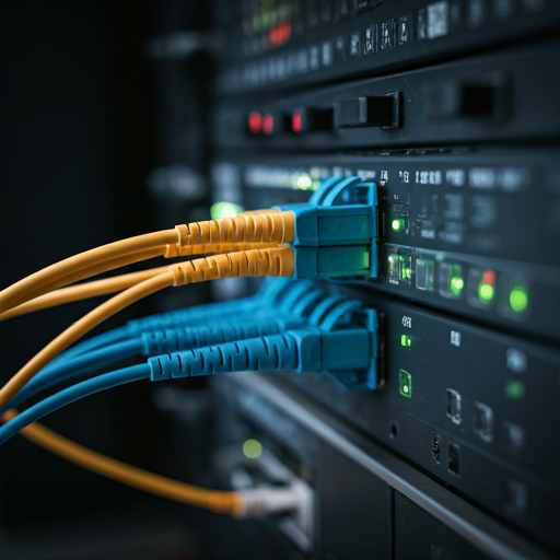 modern fiber optic cables and networking equipment